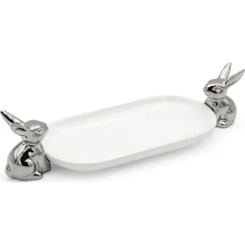 Dekorativní podnos EASTER 158 bílý / stříbrný