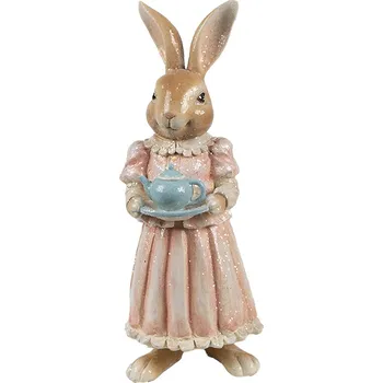 Clayre & Eef - Dekorativní figurka králičí mamky s čajovou konvičkou 6PR5231
