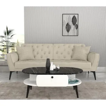 Konferenční stolek EXPRES EGYPT konferenční stolek, bílá/černý mramor