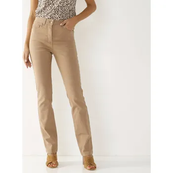 Dámské kalhoty Zeštíhlující dlouhé kalhoty hnědošedá 40