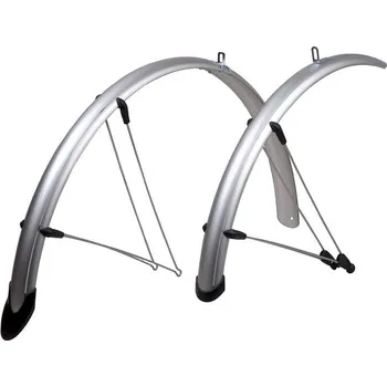 Blatník na kolo Blatníky silniční plast vzpěry se zástěrkou stříbrná