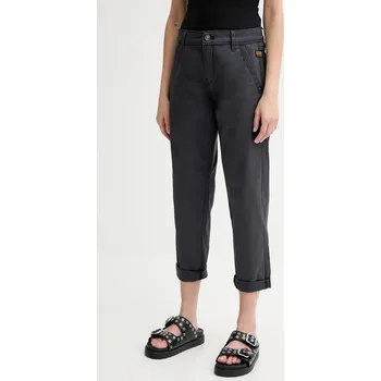 Dámské kalhoty Kalhoty G-Star dámské, šedá barva, střih chinos, high waist, D25257-D715 D25257.D715 90X, vel. 25/30