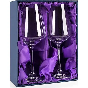 Sklenice Dárková krabička s fialovým saténem na 2 sklenice Sandra 350 ml