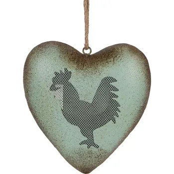 Clayre & Eef - Dekorativní kovové srdce ROOSTER 6Y5848