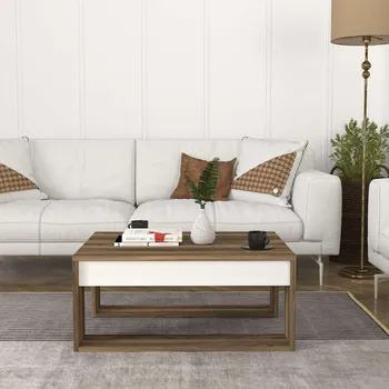 Konferenční stolek FRAGOSO konferenční stolek, bílá/ořech