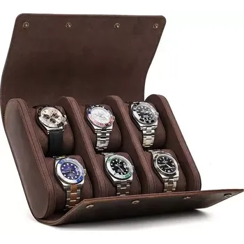 Box na hodinky Contacts® Kožené pouzdro na 6 hodinek Rojas Hnědé