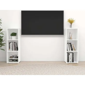 Televizní stolek vidaXL TV skříňky 2 ks 107 x 35 x 37 cm dřevotříska [3079915] Barva: Bílá