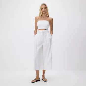 Dámské kalhoty Reserved - Volné kalhoty s vázáním - bílá - YH568-00X - YH568-00X-XXL