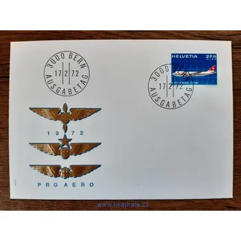 Poštovní známka Švýcarsko FDC 968 "Pro Aero" r. 1972