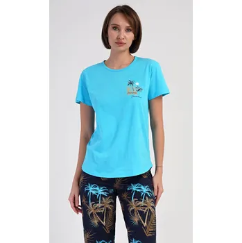 Dámské pyžamo Dámské pyžamo kapri Tropicana tyrkysová M