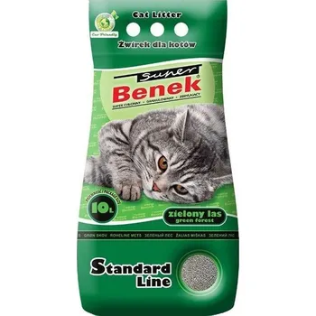 Podestýlka pro kočku SUPER BENEK STANDARD Kočičí stelivo Bentonitová drť Zelený les 10 l