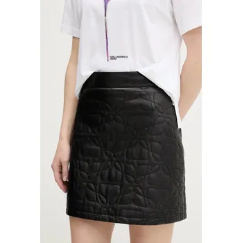 Dámská sukně Kožená sukně HUGO Lesani černá barva, mini, 50542332 99X, vel. L