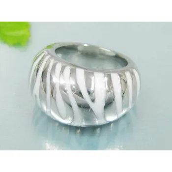 Prsten Šperky4U Ocelový prsten zebrovaný bílý - velikost 59 - OPR1118-59