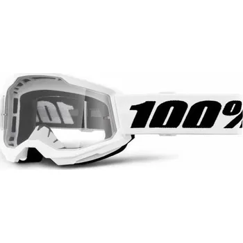 Motocyklové brýle STRATA 2, 100% brýle bílé, čiré plexi, dětské