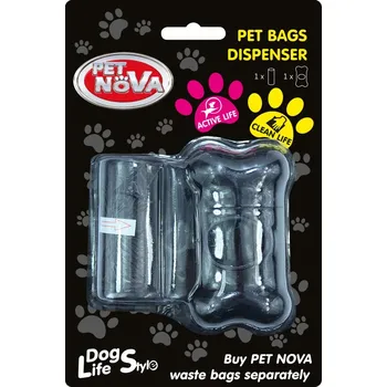sáček na exkrement Pet Nova Plastový zásobník na sáčky na exkrementy + 1 role černý