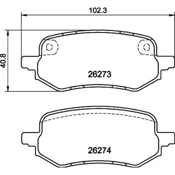 Brzdová destička Sada brzdových destiček, kotoučová brzda HELLA 8DB 355 040-931