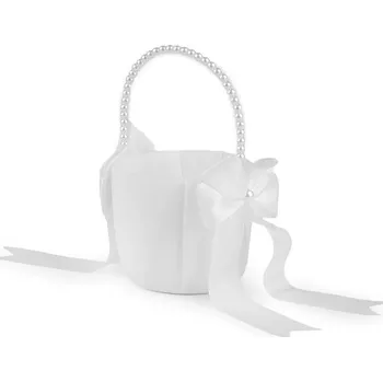 Svatební dekorace Stoklasa Svatební saténový košíček pro družičky s perlami bílý