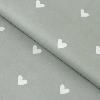 Bavlněné plátno - Srdíčka na šalvějově zeleném 160 cm