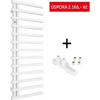 Radiátor Hopa Akční set: radiátor DARVEL bílá barva + ventil HYBRID, Bílá, 60, 125, Spodní 50 mm