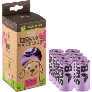 sáček na exkrement STARCHBAG BIO sáčky na exkrementy kompostovatelné lila – 8x15 ks
