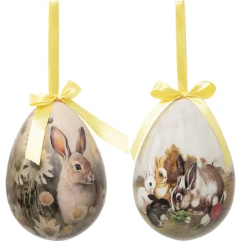 Bytová dekorace Clayre & Eef - Sada dvou velikonočních vajíček k zavěšení 65915
