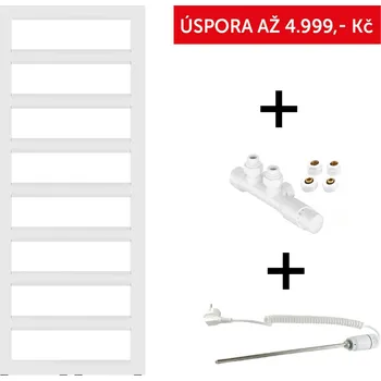 Radiátor Hopa Akční set: radiátor GLASGOW bílá barva + ventil HYBRID + topná tyč PATRONA, Bílá, 60, 170