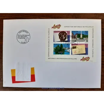 Poštovní známka Švýcarsko FDC aršík Bl 26, fil. výstava Helvetia, r. 1990