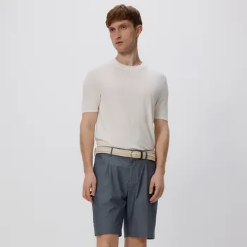 Pánské kalhoty Reserved - Kraťasy chino s páskem - tmavomodrá - 8009H-59M - 8009H-59M-36