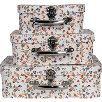 Úložný box Clayre & Eef - Sada tří kartonových úložných kufříků 66012