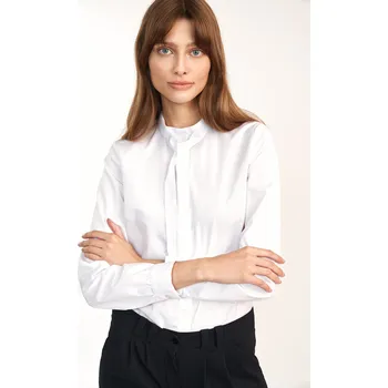 Dámská košile Bílá košile se zavazováním u krku NIFE K62 Barva: Bílá, Velikost: 2XL