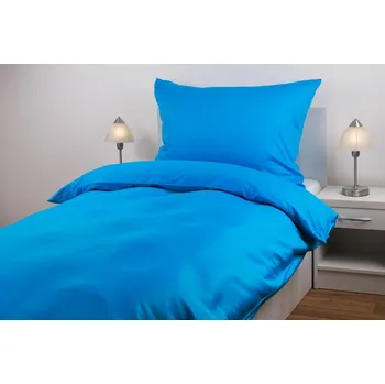 Povlečení JAN peří Povlečení z bavlněného saténu - modré - Povlečení z bavlněného saténu - modré - souprava povlečení 70x90 + 140x200
