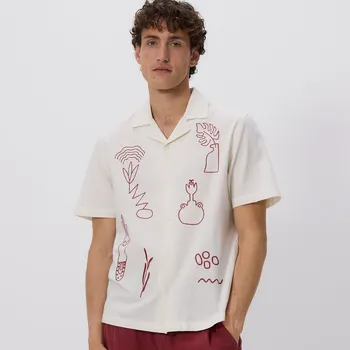 Pánská košile Reserved - Košile regular fit s příměsí lnu - krémová - 745FW-01P - 745FW-01P-S