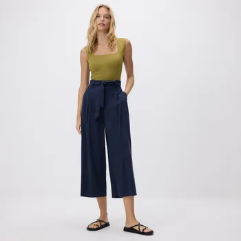 Reserved - Volné kalhoty s vázáním - tmavomodrá - YH568-59X - YH568-59X-XXL