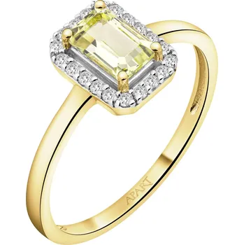 Prsten Zlatý prsten s diamanty a křemenem Lemon - ryzost 585 - 189.216