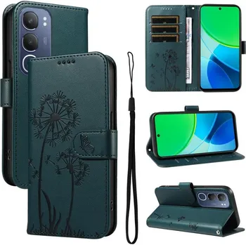 Pouzdro na tablet VSECHNONAMOBIL 108374 ART DANDELION Peněženkové pouzdro pro Vivo Y19s tmavě zelené