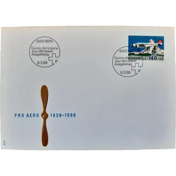 Poštovní známka Švýcarsko FDC 1369 "Pro Aero", r. 1988