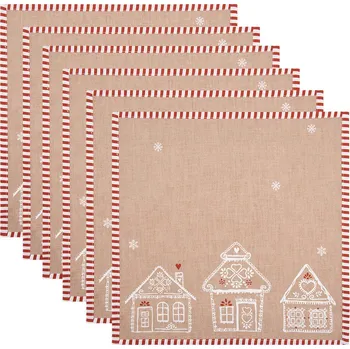 Utěrka Clayre & Eef - Textilní ubrousky GINGERBREAD BLISS - sada 6 kusů GBB43