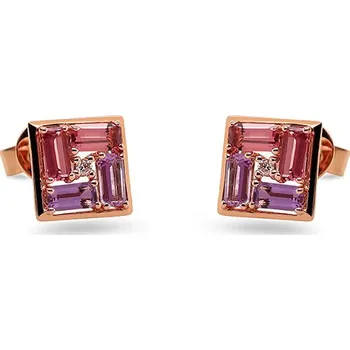 Náušnice Náušnice zdobené turmalínem a ametystem 0,9ct DIHU119R + dárkové balení LUXUS zdarma