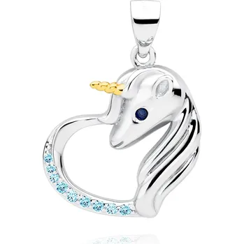 Přívěsek stříbrný přívěsek JEDNOROŽEC Ag 925; ≤2,8 g. 18 x 17 mm 5820226069 modrá