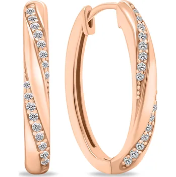 Náušnice Brilio Silver Slušivé bronzové oválné náušnice s čirými zirkony EA661R + 2 měsíce na vrácení zboží