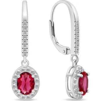 Náušnice Brilio Silver Stříbrné visací náušnice s fuchsiovými zirkony EA752WR + 2 měsíce na vrácení zboží