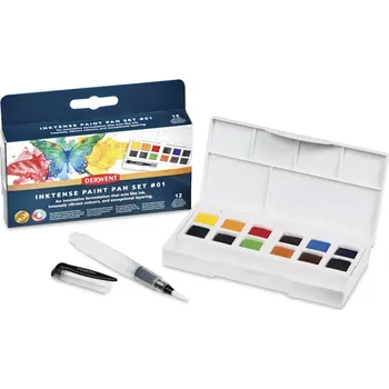 Speciální výtvarná barva Akvarelové barvy Derwent Inktense Paint Pan No1 - 12 kusů