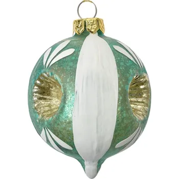 Vánoční ozdoba Tyrkysová skleněná vánoční ozdoba Ton – 5x7 cm