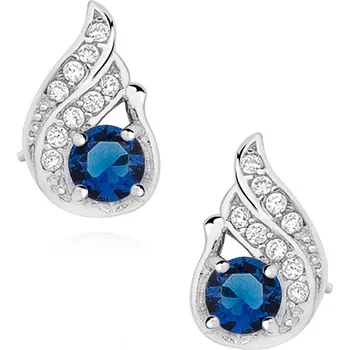 Náušnice Stříbrné náušnice kapičky se safírem a zirkony - Meucci SLE304