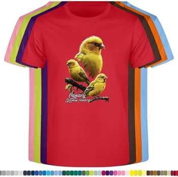 Dětská móda detske-levne-bavlnene-tricko-potisk-kanarek-divoky Barva: Red - červená, Dětská bavlněná trička JHK: S