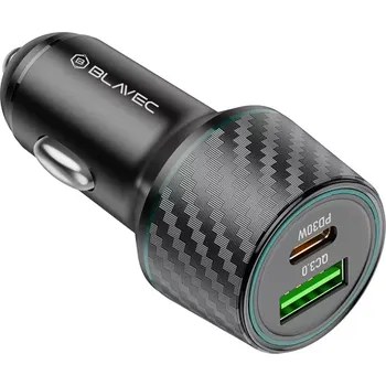 Blavec autonabíječka BS21 Carbon Typ C + USB - PD 48W 3A Černá