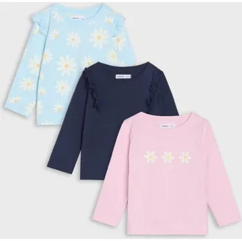 Dívčí tričko Sinsay - 3 balení triček s dlouhým rukávem - levandulová - 7537Z-04X - 7537Z-04X-74