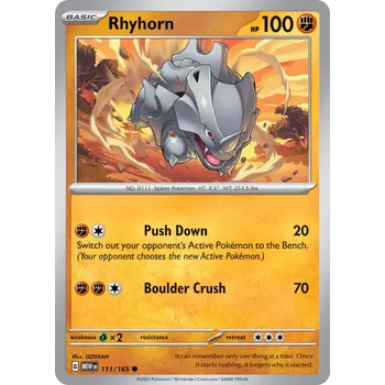 Sběratelská karetní hra Rhyhorn MEW 111/165 - reverse holo