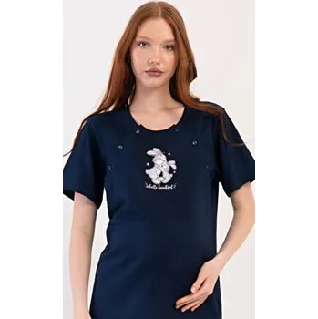 Dámská noční košile Dámská noční košile mateřská Vienetta Secret Zajíčci tmavě modrá XXL