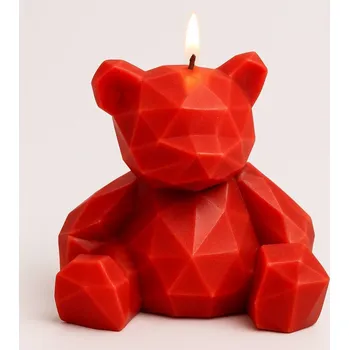Svíčka Vonná svíčka Low-poly méďa | 55 g | Svíčkománie3D | Barva: Červená